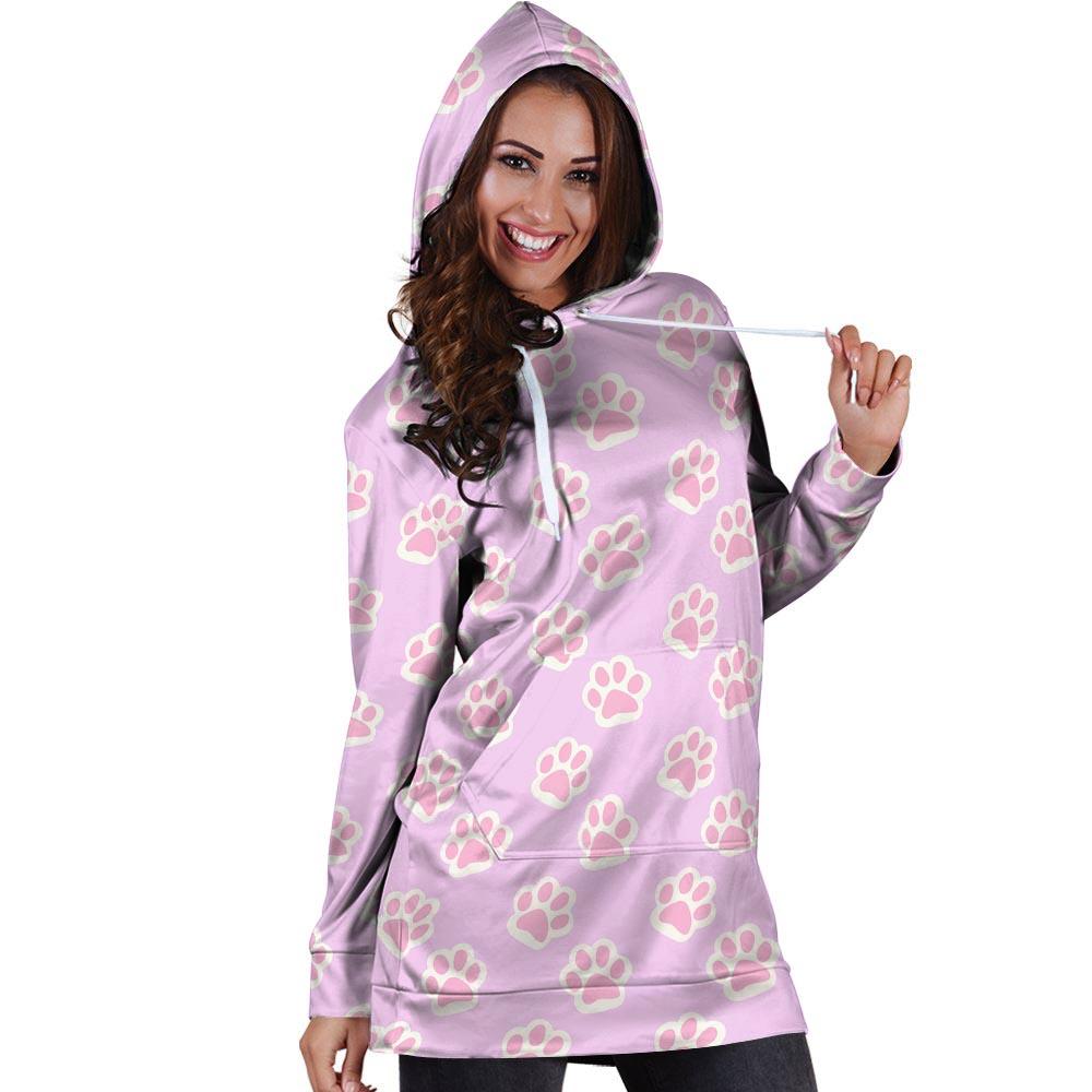 Pink Pastel Paw Hoodie Dress-grizzshop