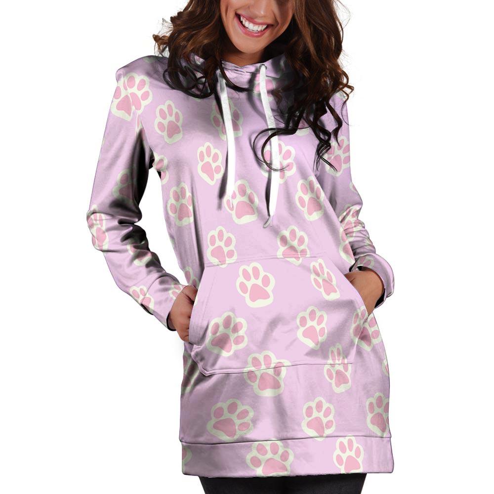 Pink Pastel Paw Hoodie Dress-grizzshop