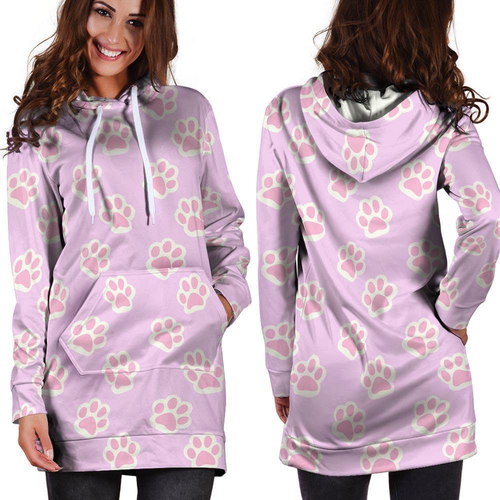 Pink Pastel Paw Hoodie Dress-grizzshop