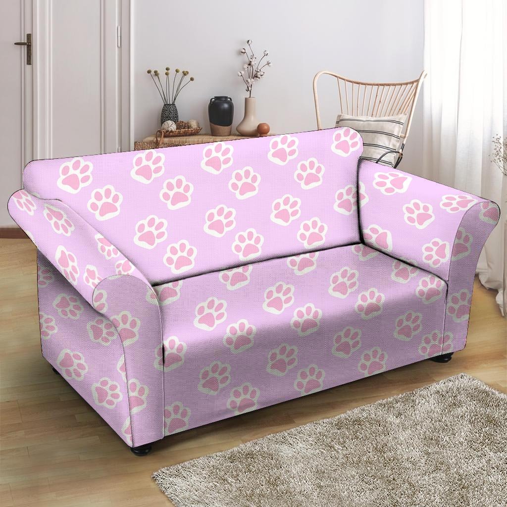 Pink Pastel Paw Loveseat Cover-grizzshop