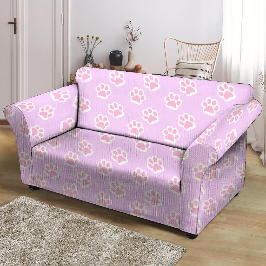 Pink Pastel Paw Loveseat Cover-grizzshop