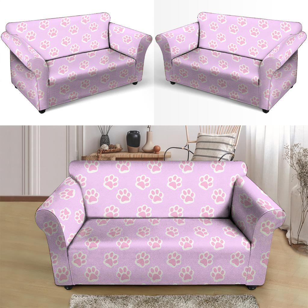 Pink Pastel Paw Loveseat Cover-grizzshop