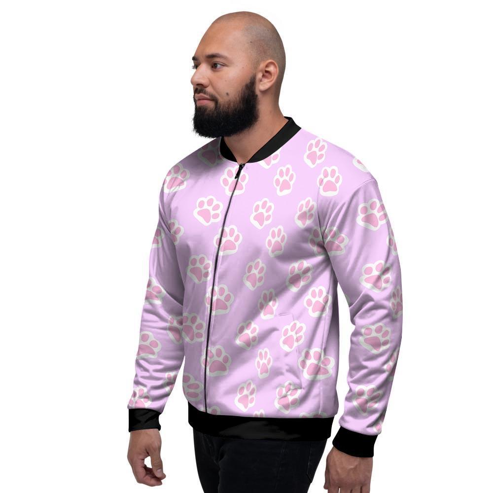 Pink Pastel Paw Men's Bomber Jacket-grizzshop