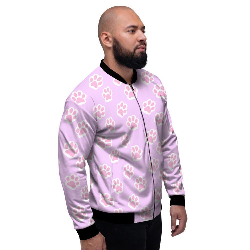 Pink Pastel Paw Men's Bomber Jacket-grizzshop