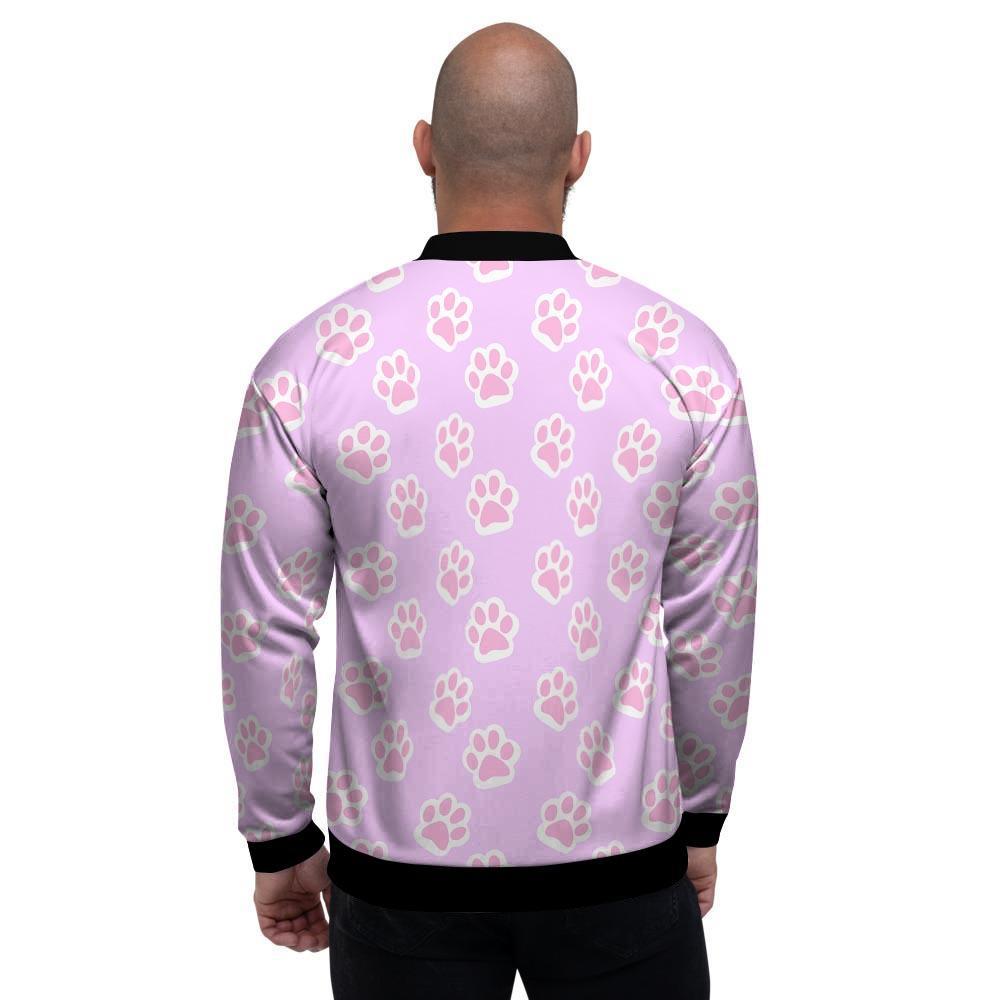 Pink Pastel Paw Men's Bomber Jacket-grizzshop