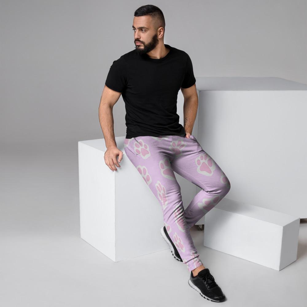 Pink Pastel Paw Men's Joggers-grizzshop