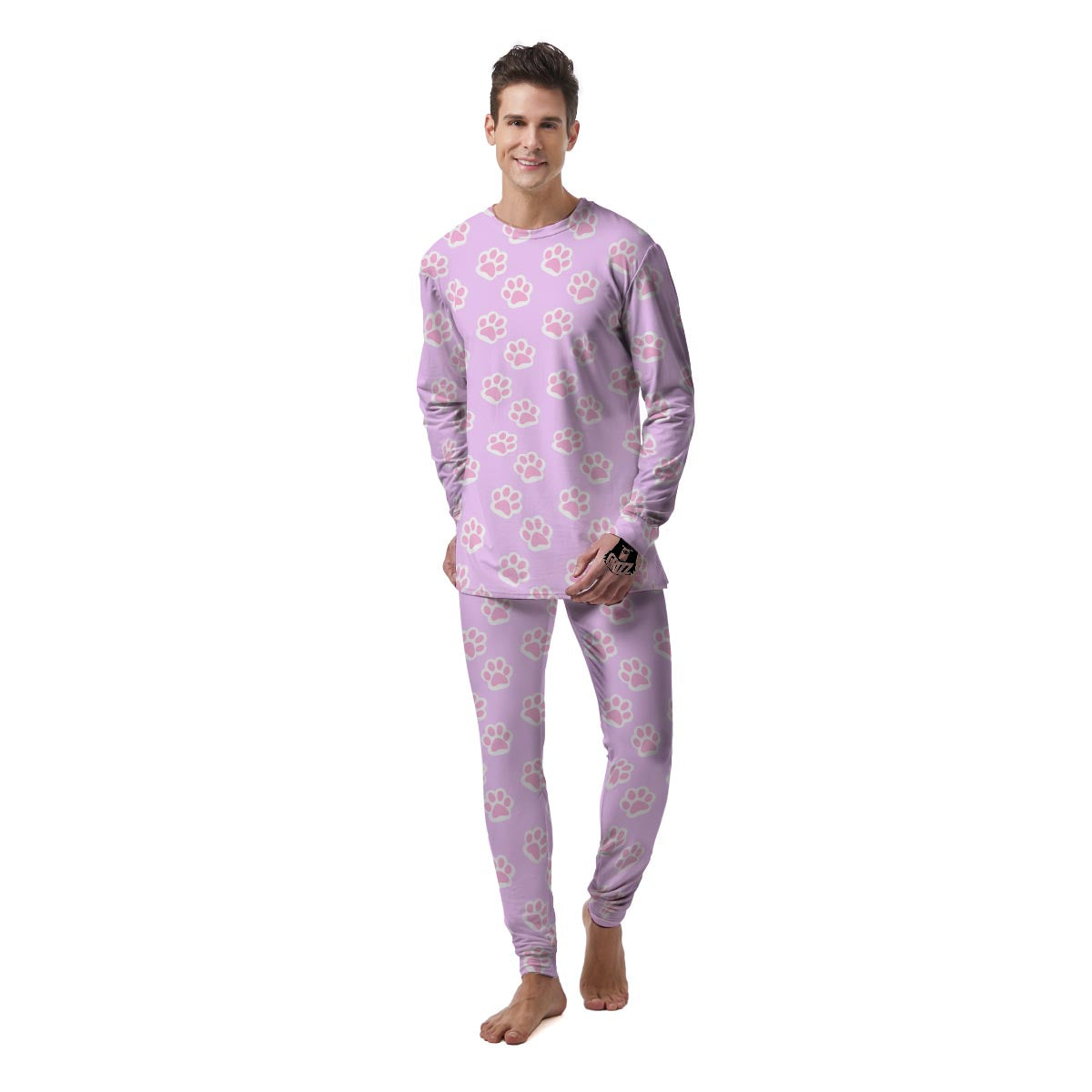 Pink Pastel Paw Men's Pajamas-grizzshop