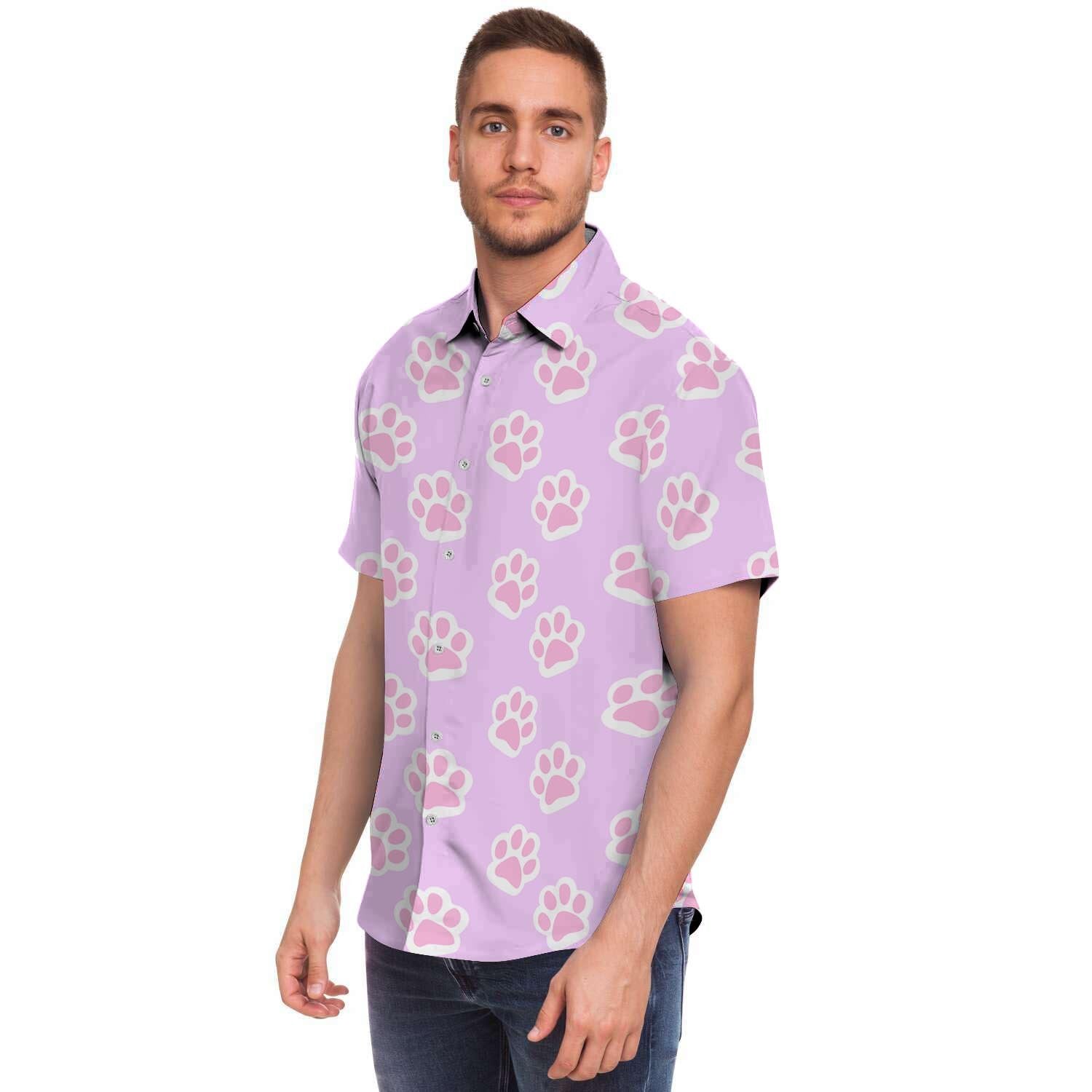 Pink Pastel Paw Men's Short Sleeve Shirt-grizzshop