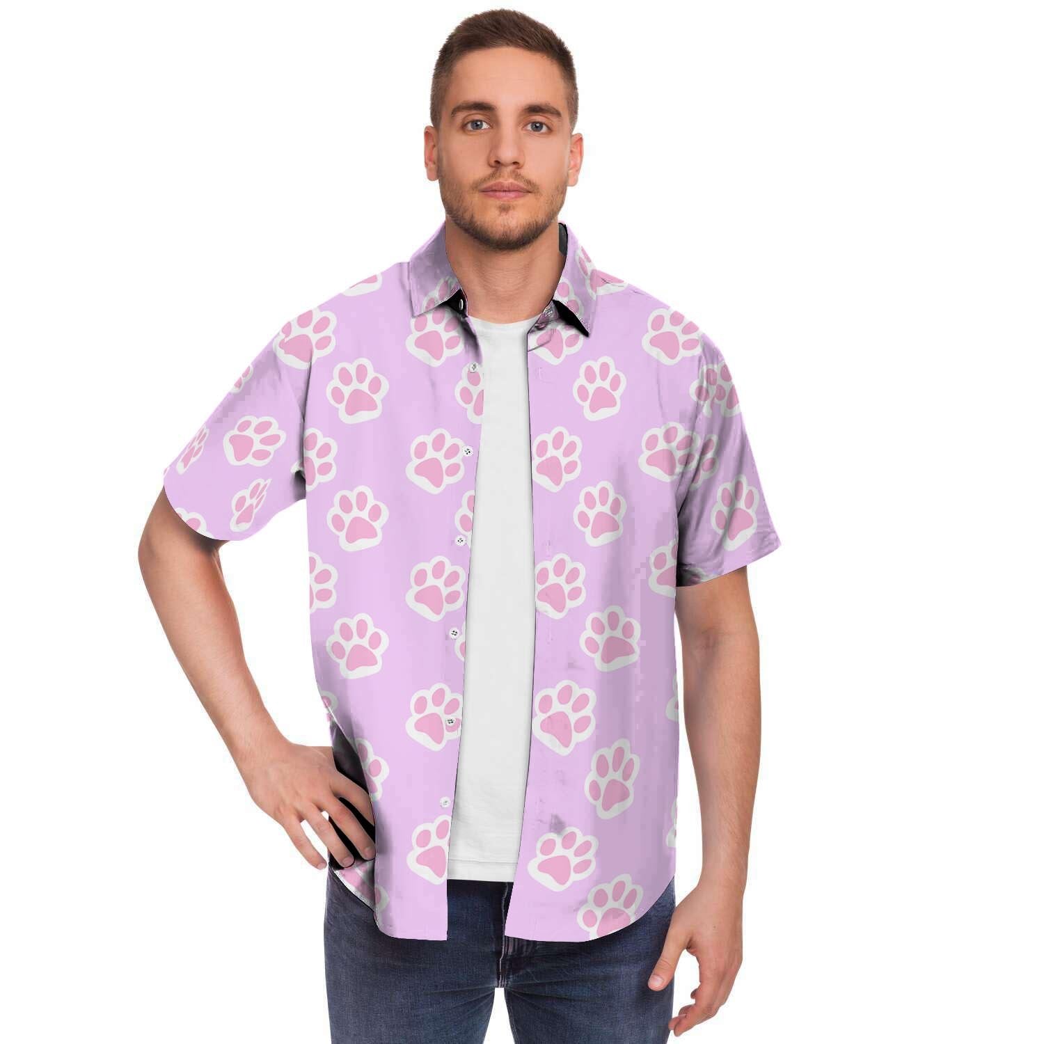 Pink Pastel Paw Men's Short Sleeve Shirt-grizzshop