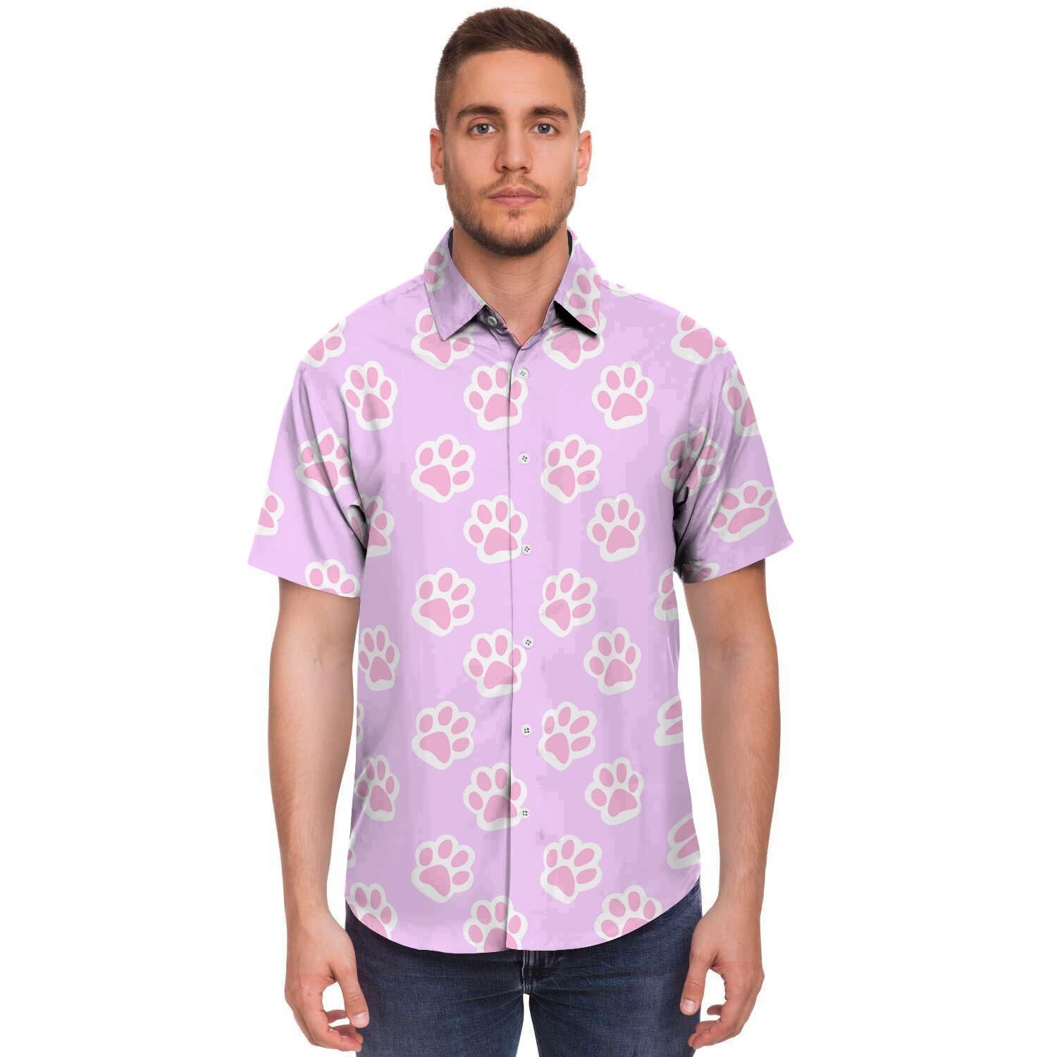 Pink Pastel Paw Men's Short Sleeve Shirt-grizzshop