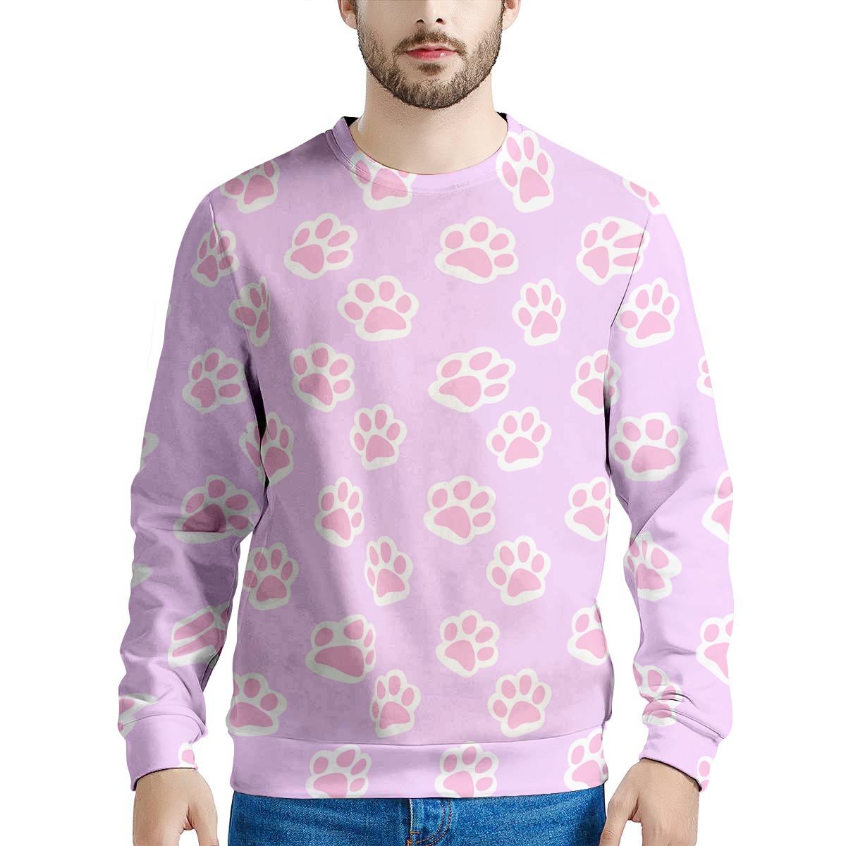 Pink Pastel Paw Men's Sweatshirt-grizzshop