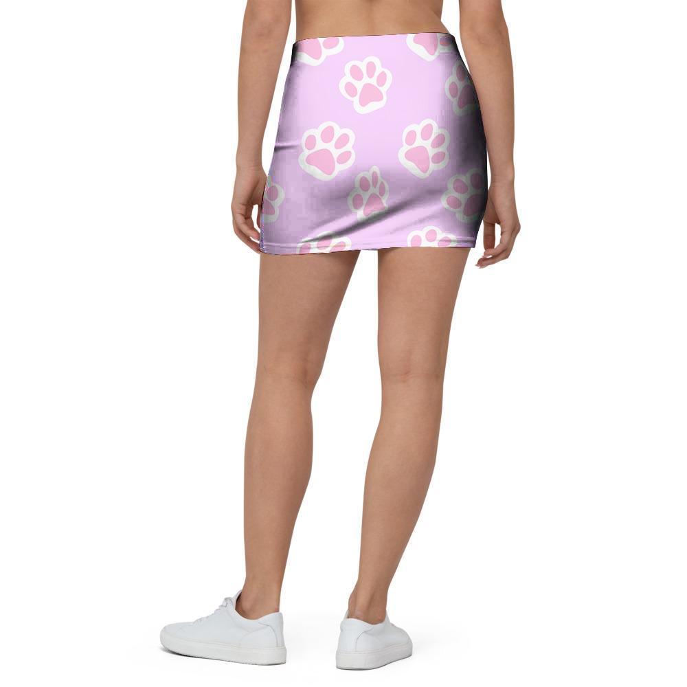 Pink Pastel Paw Mini Skirt-grizzshop