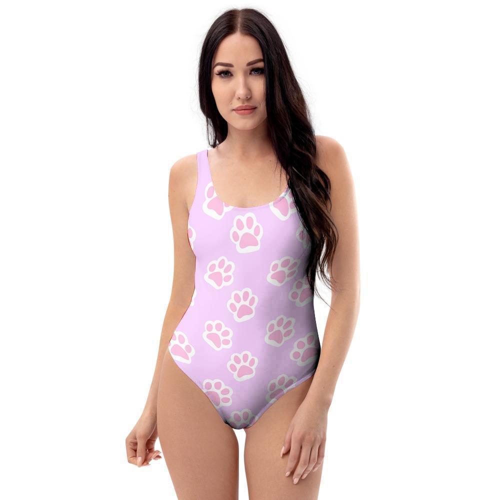 Pink Pastel Paw One Piece Swimsuite-grizzshop