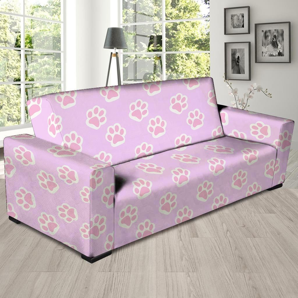 Pink Pastel Paw Sofa Cover-grizzshop