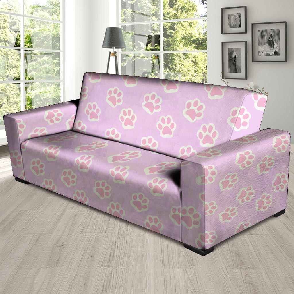 Pink Pastel Paw Sofa Cover-grizzshop