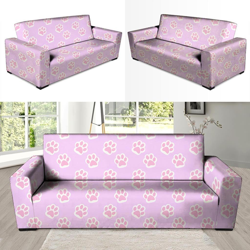 Pink Pastel Paw Sofa Cover-grizzshop