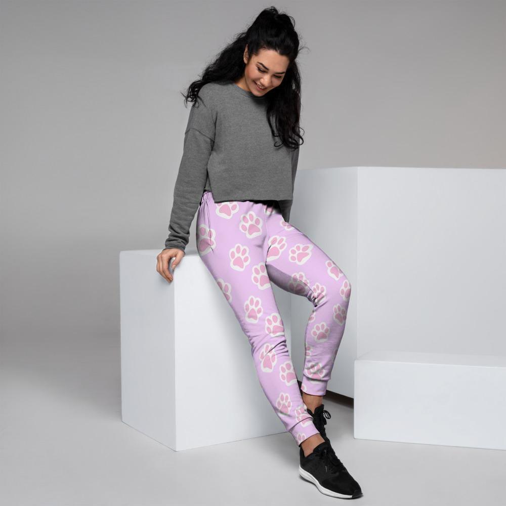 Pink Pastel Paw Women's Joggers-grizzshop