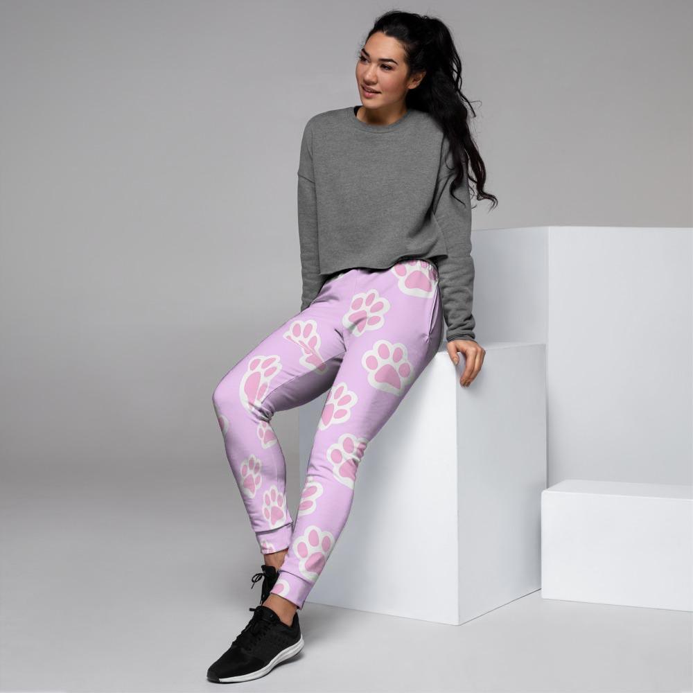 Pink Pastel Paw Women's Joggers-grizzshop