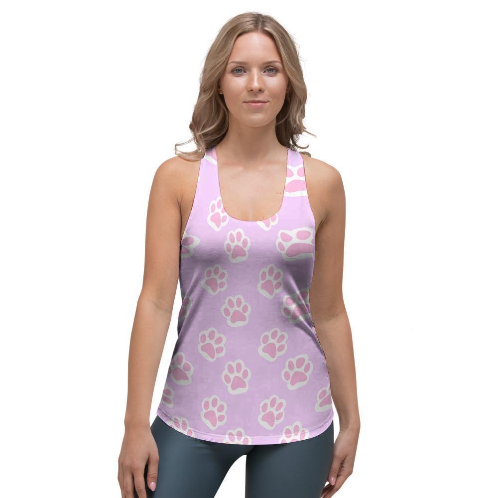 Pink Pastel Paw Women's Racerback Tank Top-grizzshop