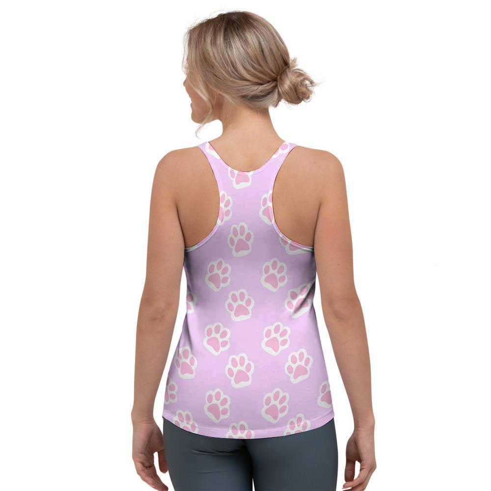 Pink Pastel Paw Women's Racerback Tank Top-grizzshop