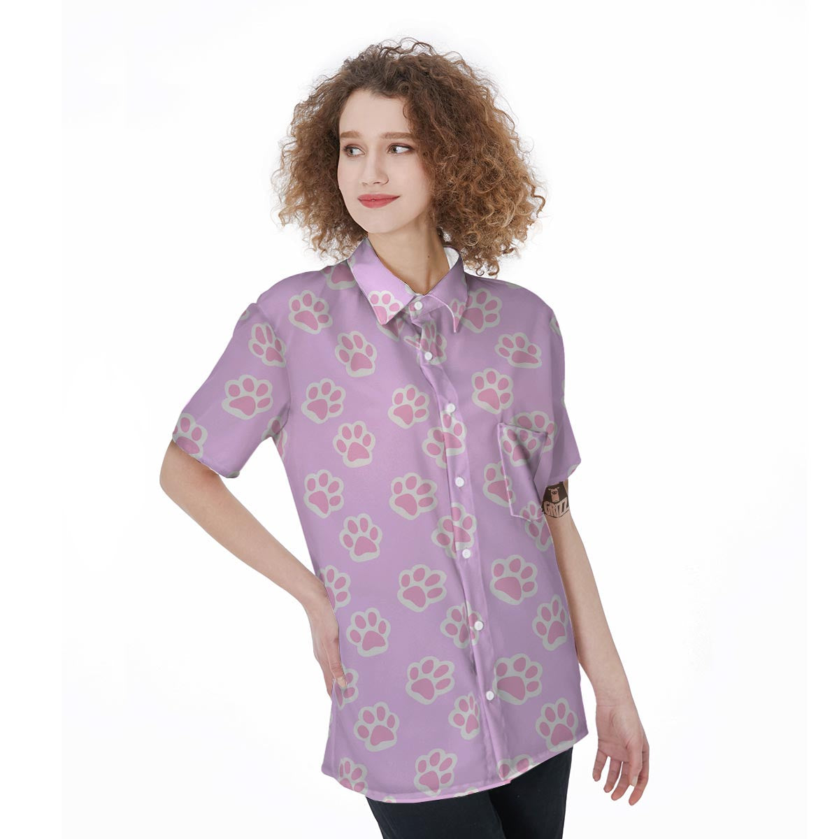 Pink Pastel Paw Women's Short Sleeve Shirts-grizzshop
