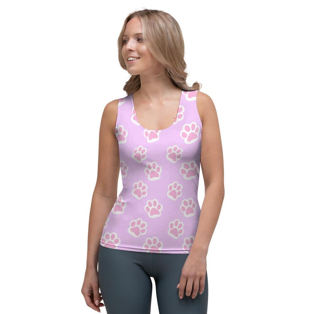 Pink Pastel Paw Women's Tank Top-grizzshop