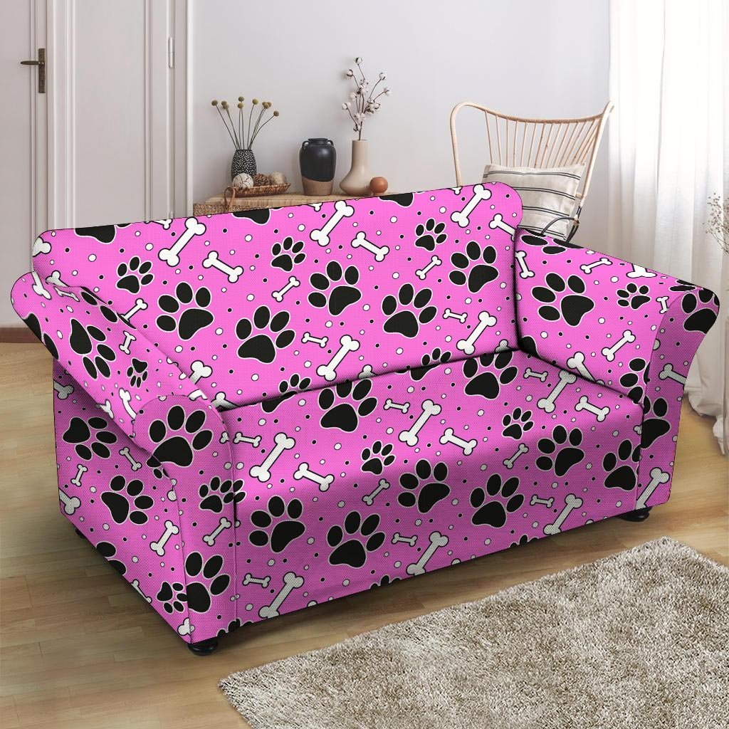 Pink Paw Loveseat Cover-grizzshop