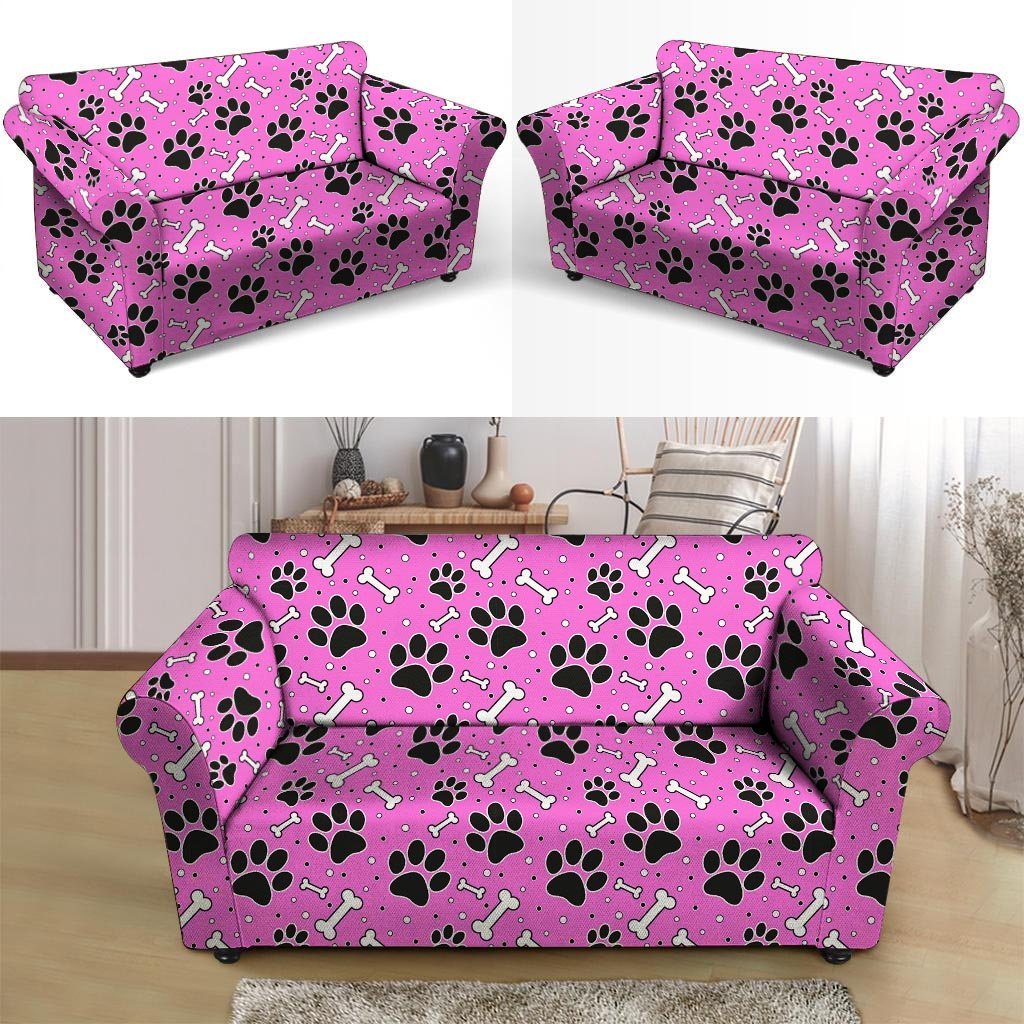 Pink Paw Loveseat Cover-grizzshop