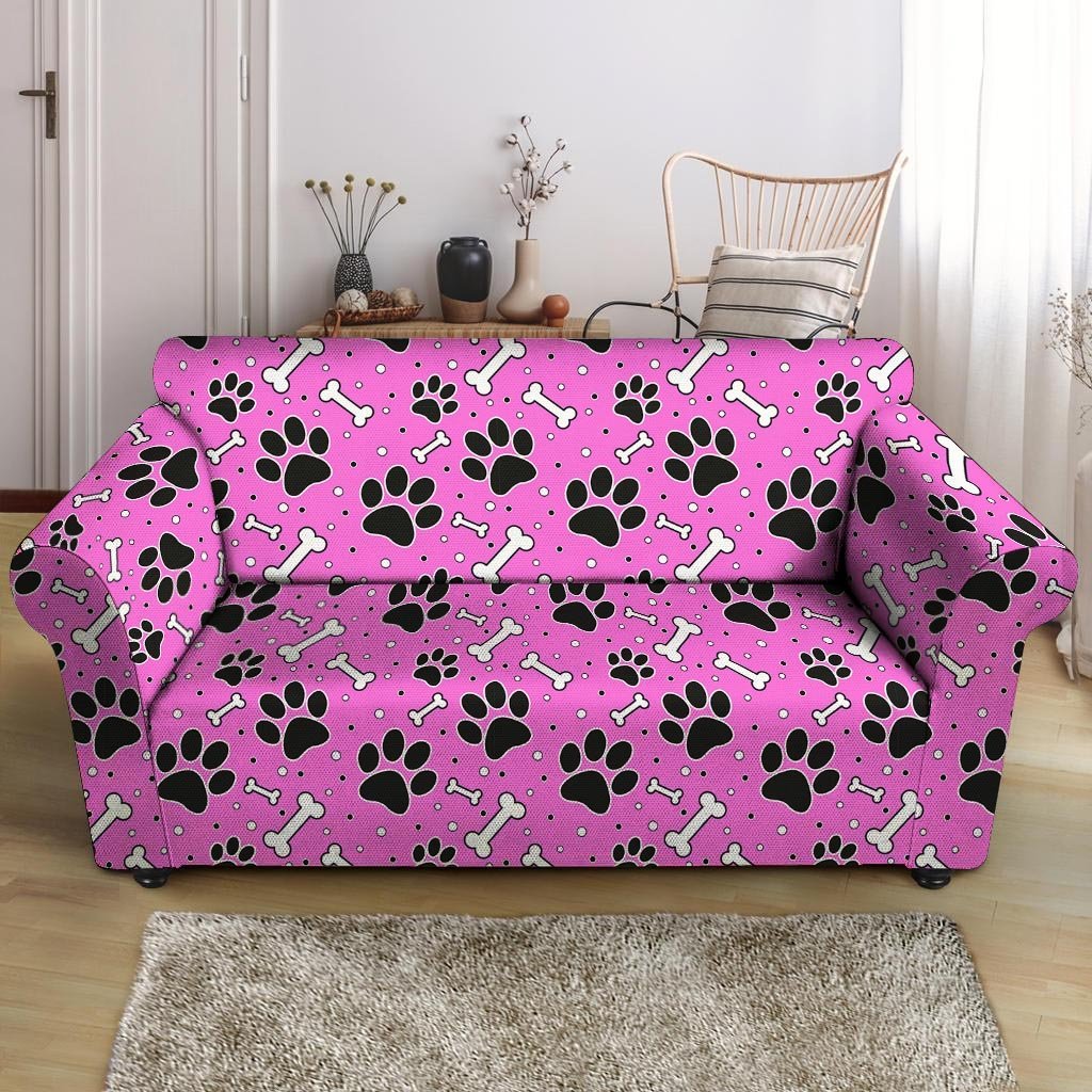 Pink Paw Loveseat Cover-grizzshop