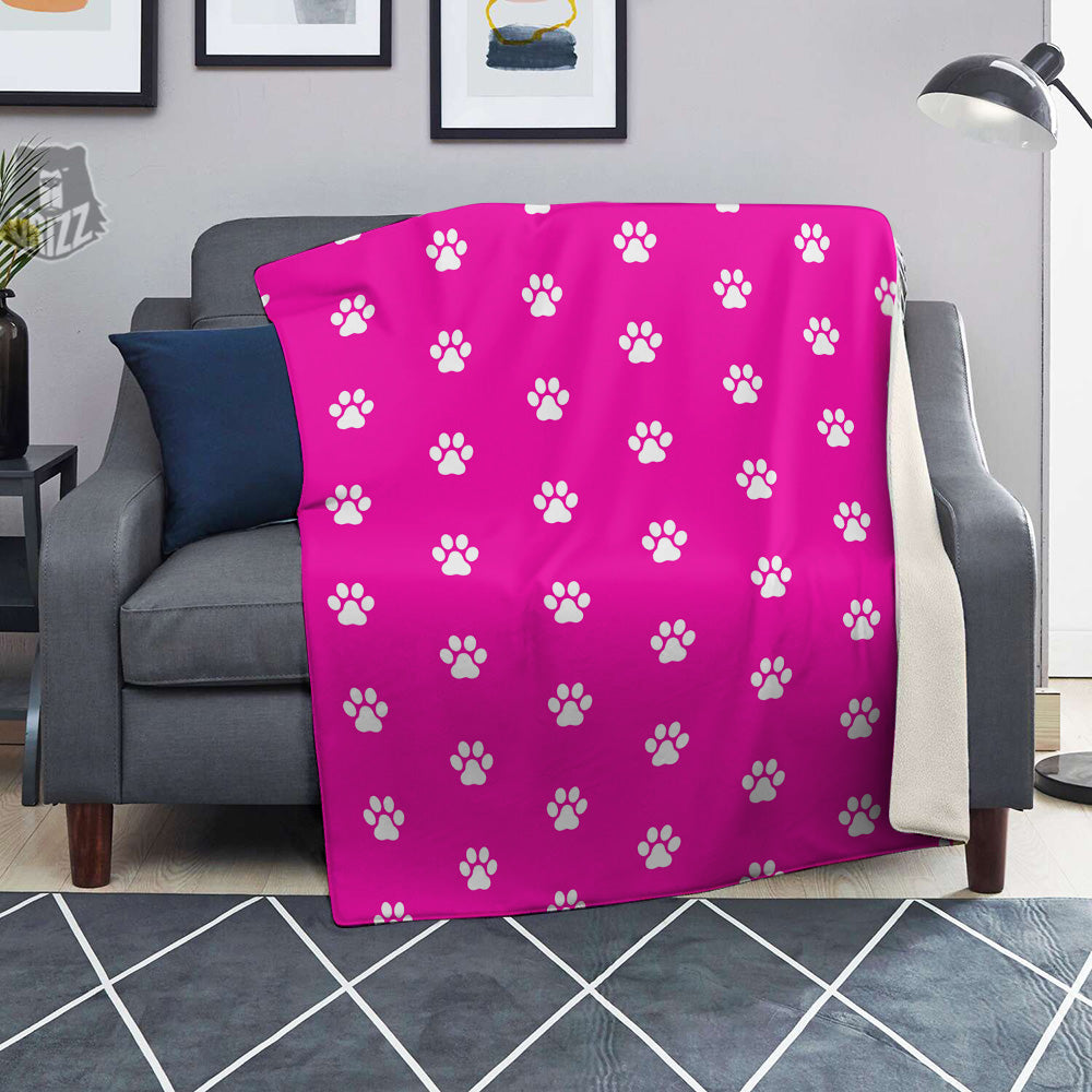 Pink Paw Print Blanket-grizzshop