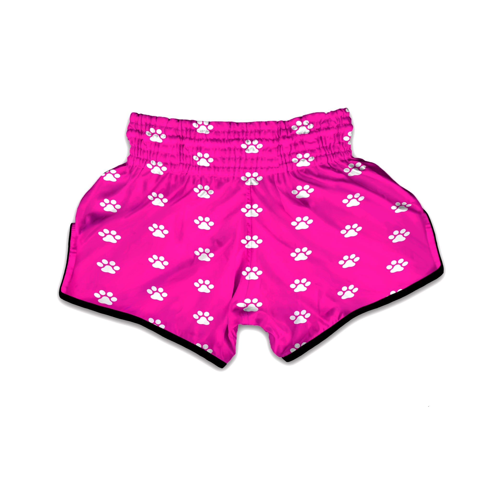 Pink Paw Print Muay Thai Boxing Shorts-grizzshop