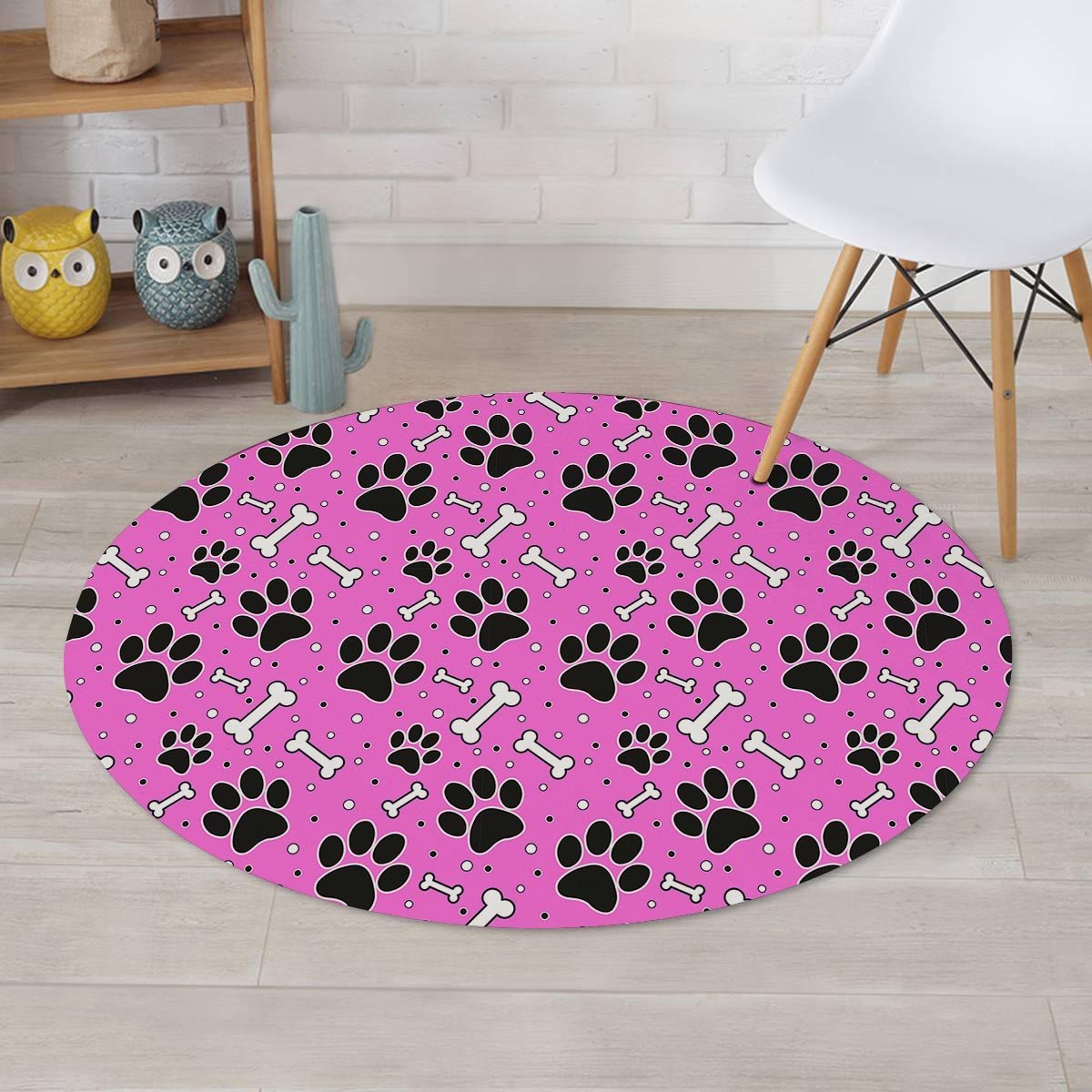 Pink Paw Round Rug-grizzshop