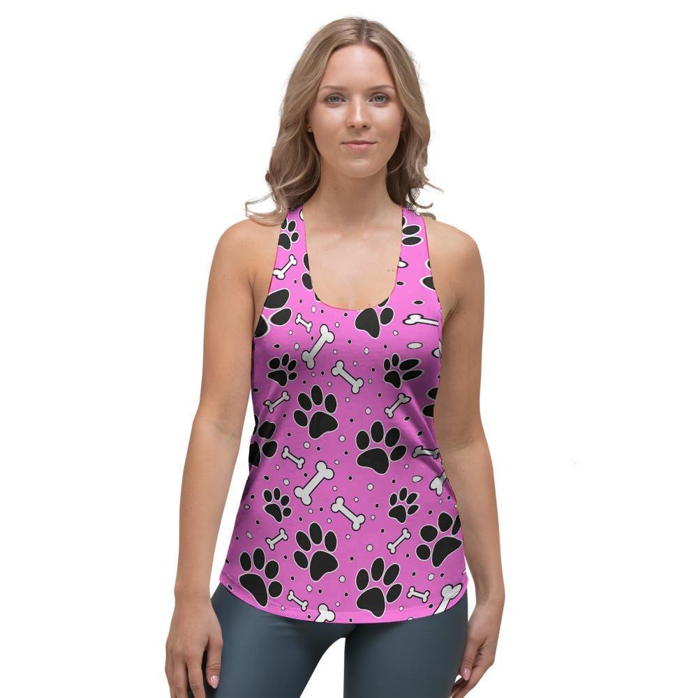 Pink Paw Women's Racerback Tank Top-grizzshop
