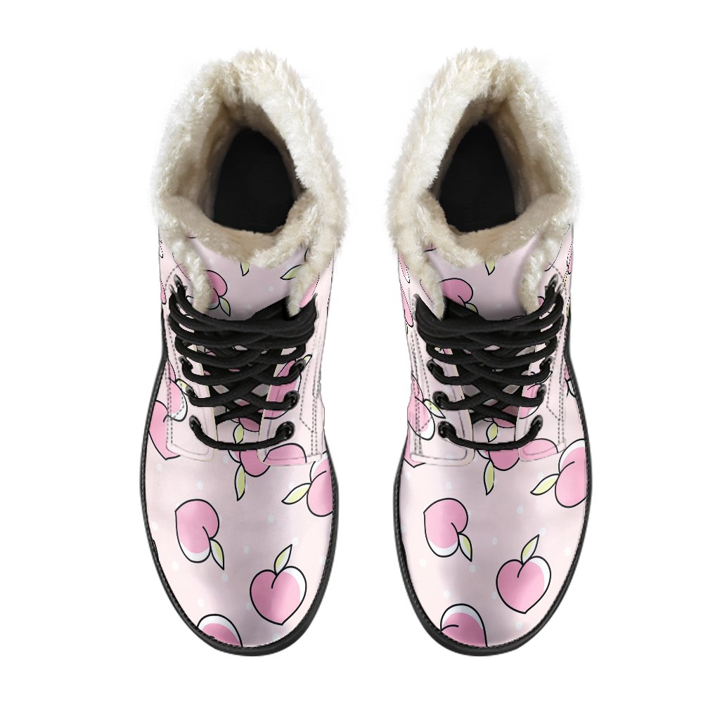 Pink Peach Pattern Print Comfy Winter Boots-grizzshop