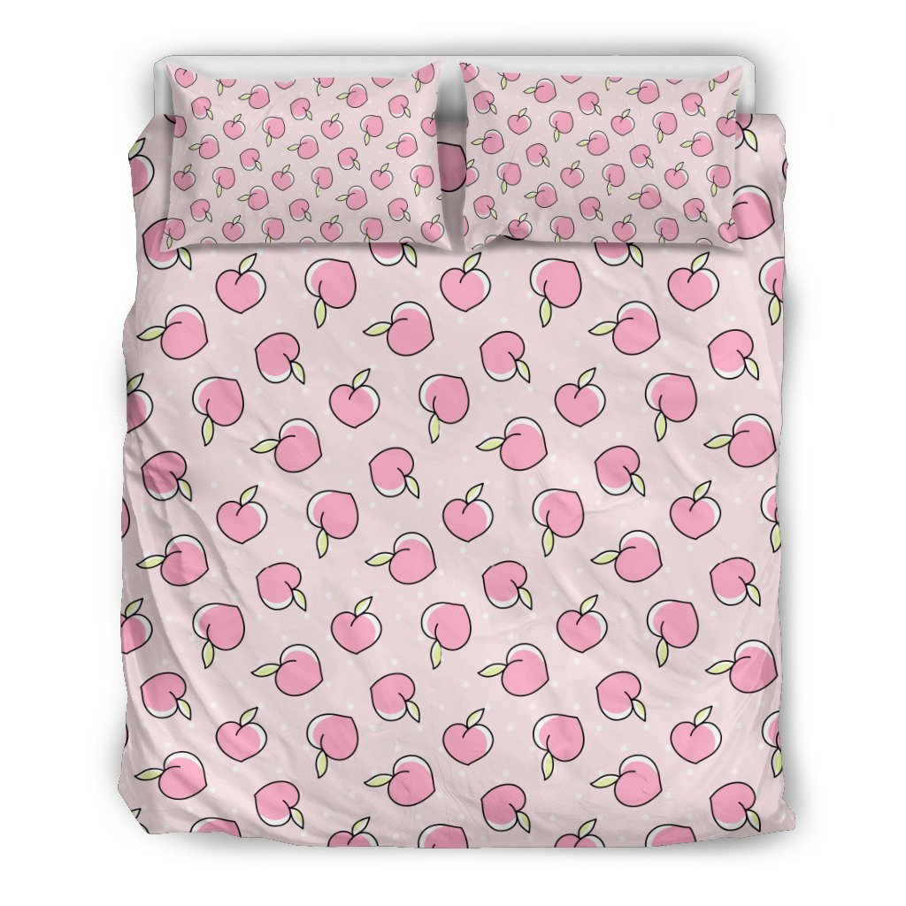 Pink Peach Pattern Print Duvet Cover Bedding Set-grizzshop