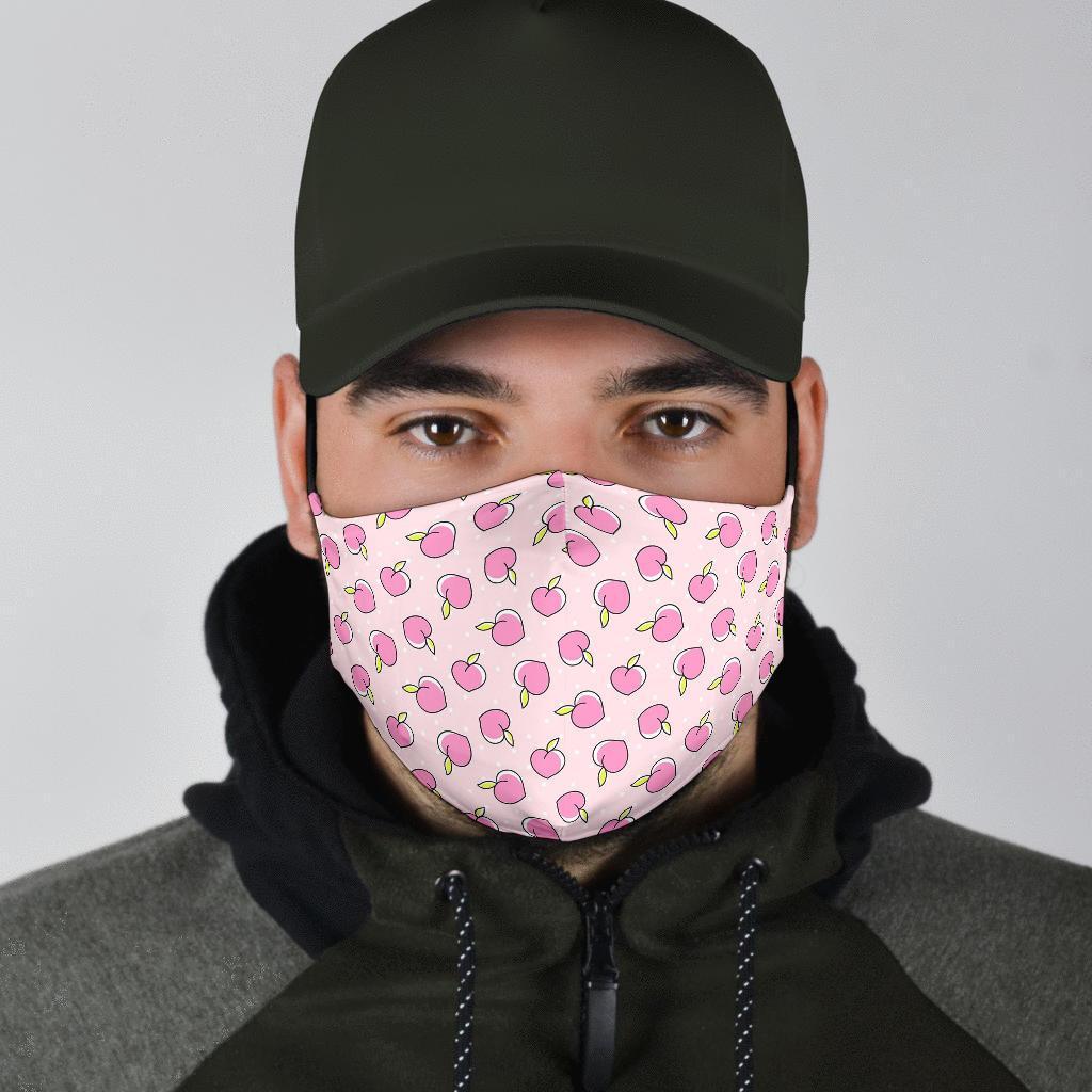 Pink Peach Pattern Print Face Mask-grizzshop