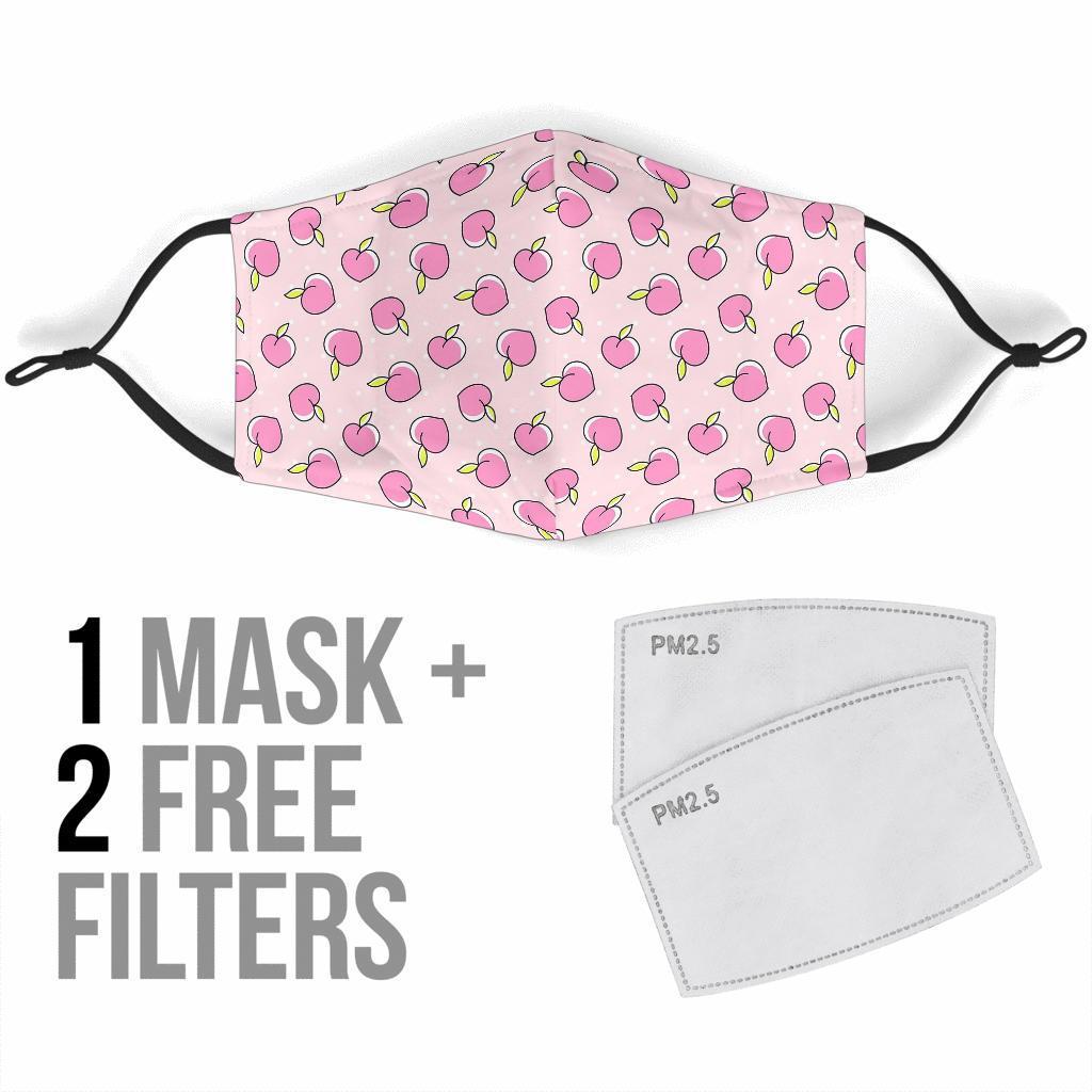 Pink Peach Pattern Print Face Mask-grizzshop