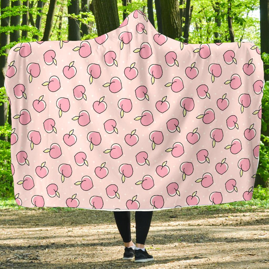 Pink Peach Pattern Print Hooded Blanket-grizzshop