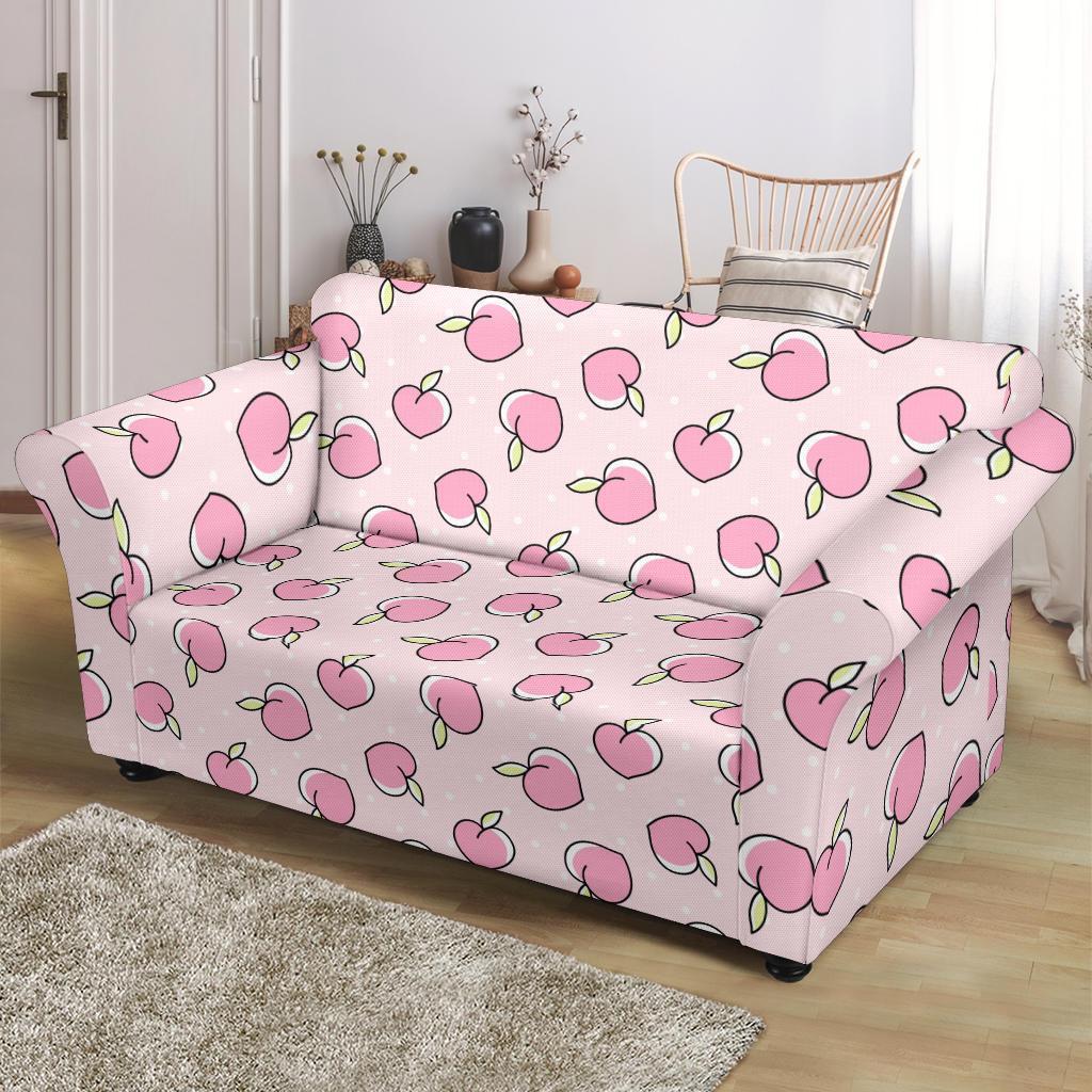 Pink Peach Pattern Print Loveseat Cover-grizzshop