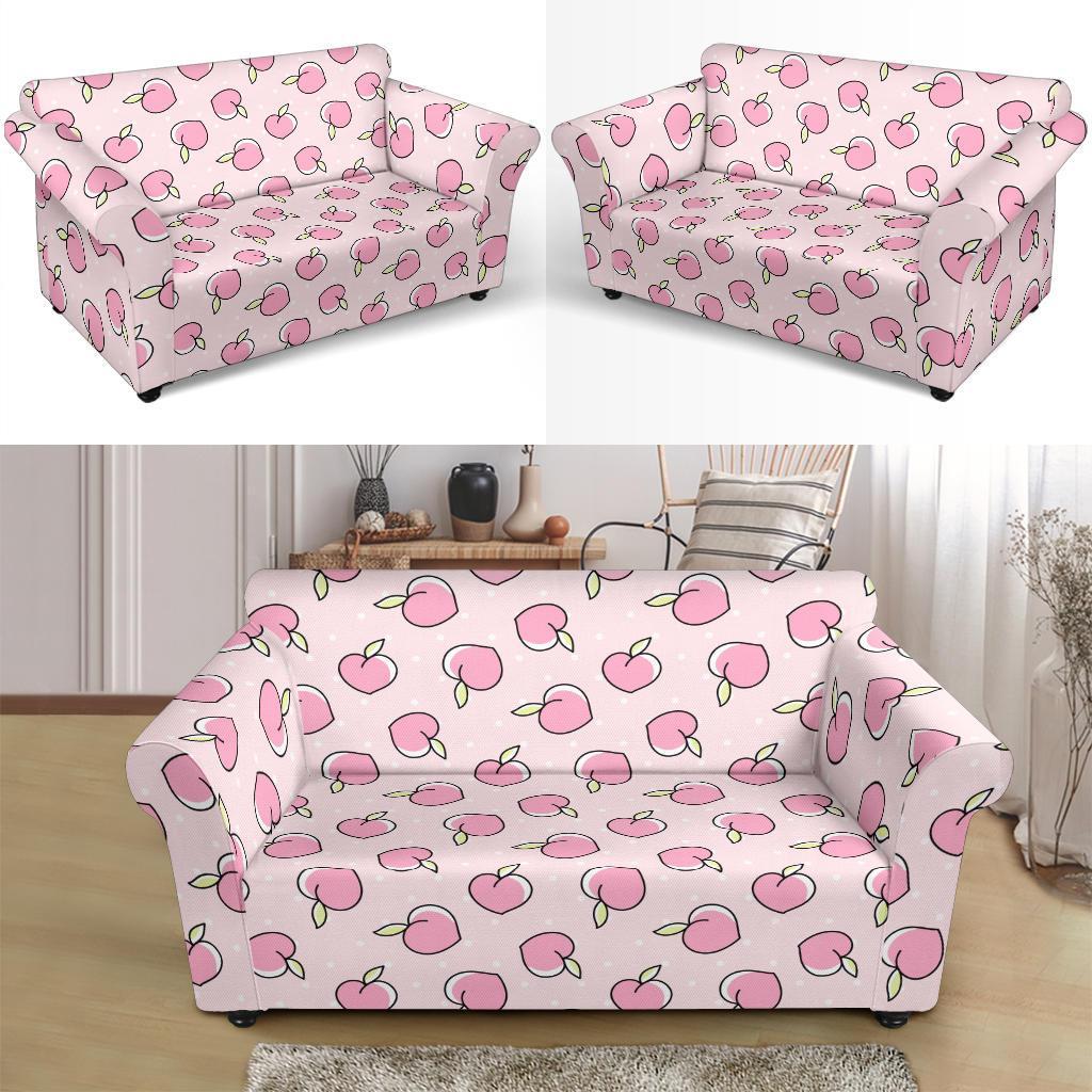 Pink Peach Pattern Print Loveseat Cover-grizzshop