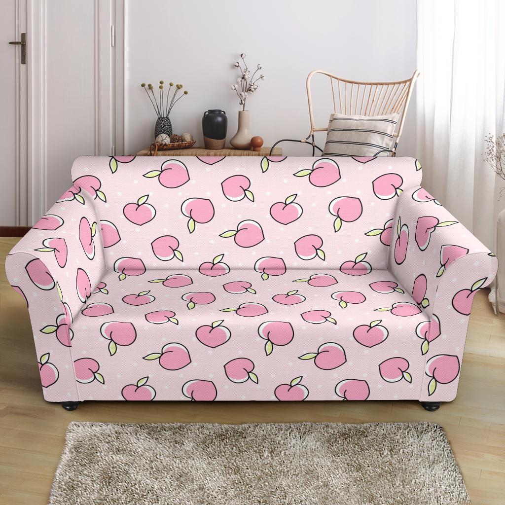 Pink Peach Pattern Print Loveseat Cover-grizzshop