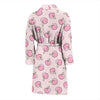 Pink Peach Pattern Print Men Long Robe-grizzshop