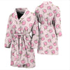 Pink Peach Pattern Print Men Long Robe-grizzshop