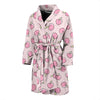 Pink Peach Pattern Print Men Long Robe-grizzshop