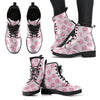Pink Peach Pattern Print Men Women Leather Boots-grizzshop
