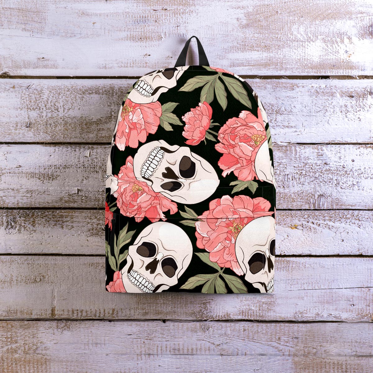 Pink Peony Skull Backpack-grizzshop