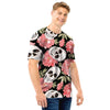 Pink Peony Skull Men T Shirt-grizzshop