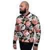 Pink Peony Skull Men's Bomber Jacket-grizzshop