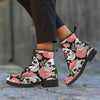 Pink Peony Skull Men's Boots-grizzshop