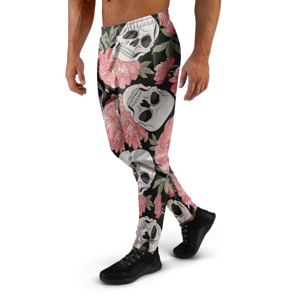 Pink Peony Skull Men's Joggers-grizzshop